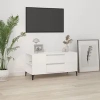 Mobile Porta TV Bianco Lucido 102x44,5x50 cm Legno Multistrato 819606