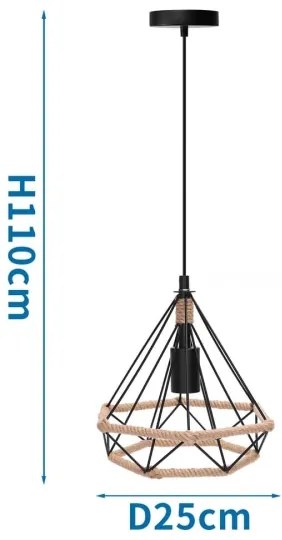 Aigostar - Lampadario a sospensione con filo 1xE27/60W/230V