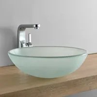 Lavabo Rotondo 42 cm Lavandino da Appoggio in Vetro Opaco [neu.haus]