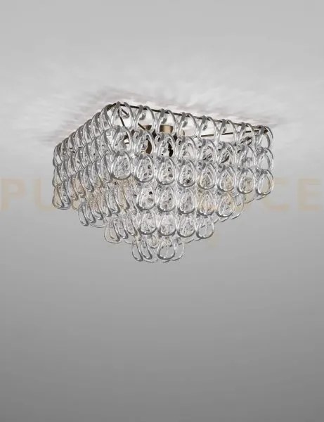 Giogali lampadadario a soffitto 65q cristallo quadrato argento e br...