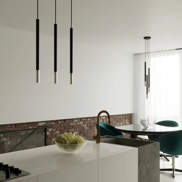 Sollux SL.0887 - Lampadario a sospensione con filo MOSAIC 3xG9/12W/230V nero/cromo