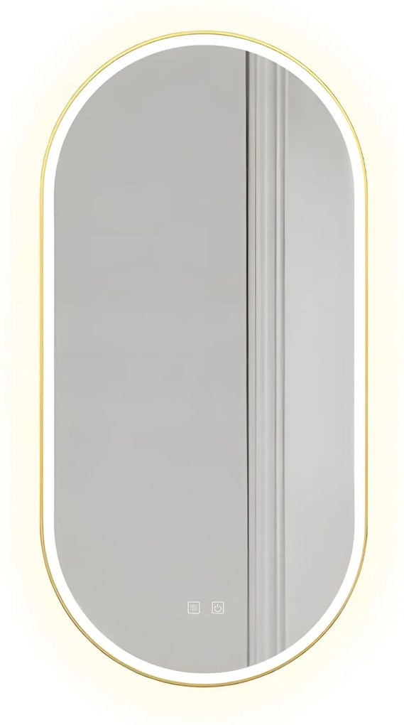 Specchio LED OVL 50x100cm Brush Gold