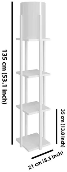 Lampada da terra con ripiani NORA 1xE27/40W/230V bianco