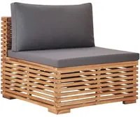 Divano Centrale da Giardino con Cuscino Grigio Massello di Teak 49377