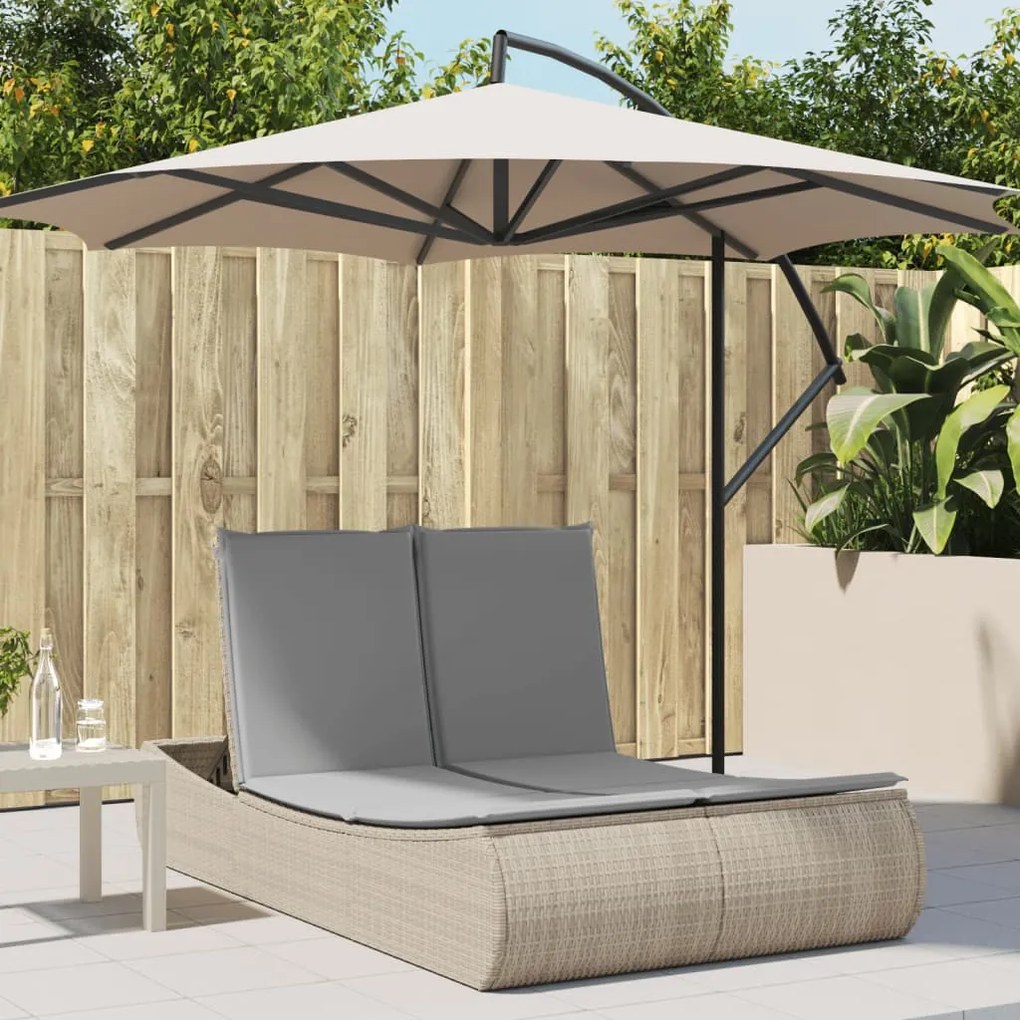 Lettino Prendisole Con Cuscini Beige İn Polyrattan /
