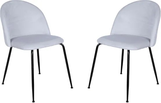 Sedia da pranzo in velluto Grigio Perla con gambe in metallo Nero - PARIS 2 sedie