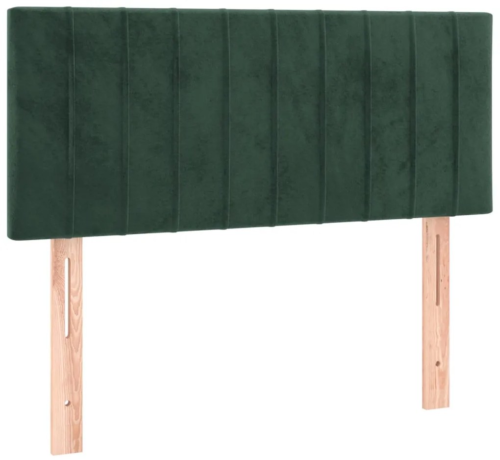 Letto a Molle con Materasso e LED Verde Scuro 100x200cm Velluto