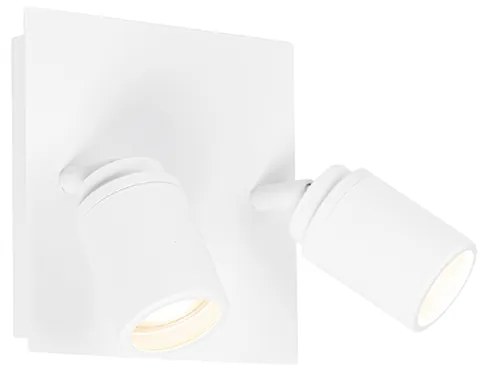 Faretto da bagno moderno bianco quadrato 2 luci IP44 - Ducha