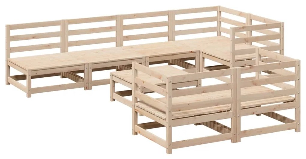 Set divani da giardino 8 pz in legno massello di pino