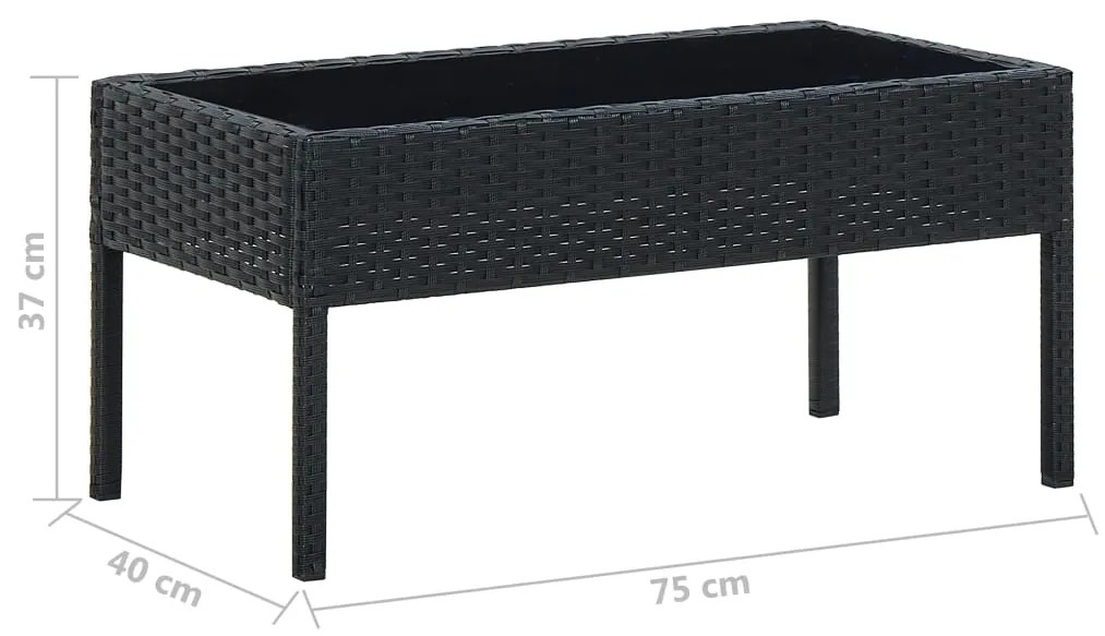 Tavolo da giardino nero 75x40x37 cm in polyrattan