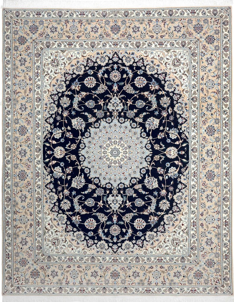Nain Tappeto 210 x 260 Blu (Iran) Annodato A Mano