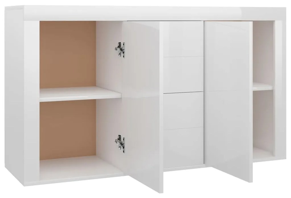 Credenza bianco lucido 120x36x69 cm in truciolato