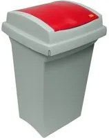 Ics bidone recycling per differenziata lt. 50 - cm. 43x39x68h col. rosso/grigio - ICS