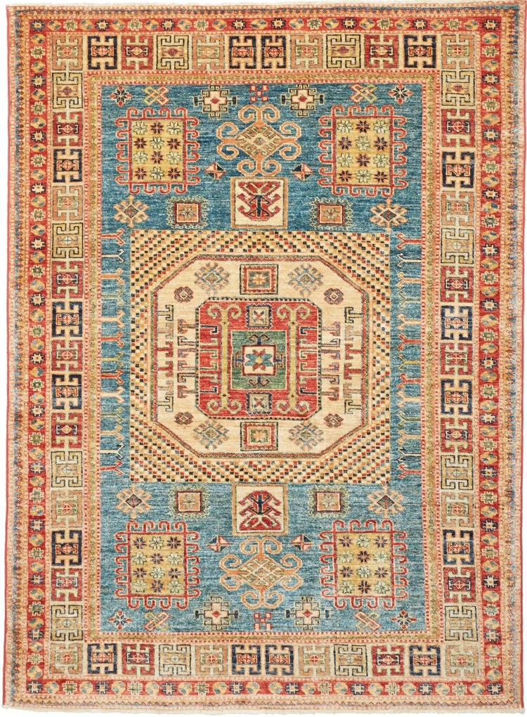 Kazak Tappeto 190x140 Blu (Pakistan) Annodato A Mano