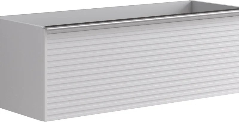 Mobile da bagno sospeso sotto lavabo Pixel stripes 1 cassetto L 120 x H 40 x P 45.5 cm bianco laccato opaco, con maniglia alluminio brillante