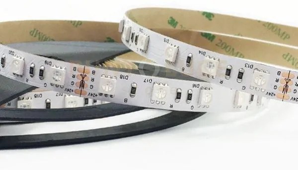 Strip led 5050 dc24v in kapton 60 led per mt 14,4w per mt rgb 500cm