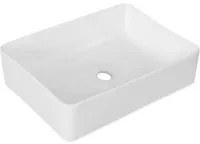 Lavabo d'appoggio rettangolare in ceramica bianca senza troppo pieno cm 40,5x30,5