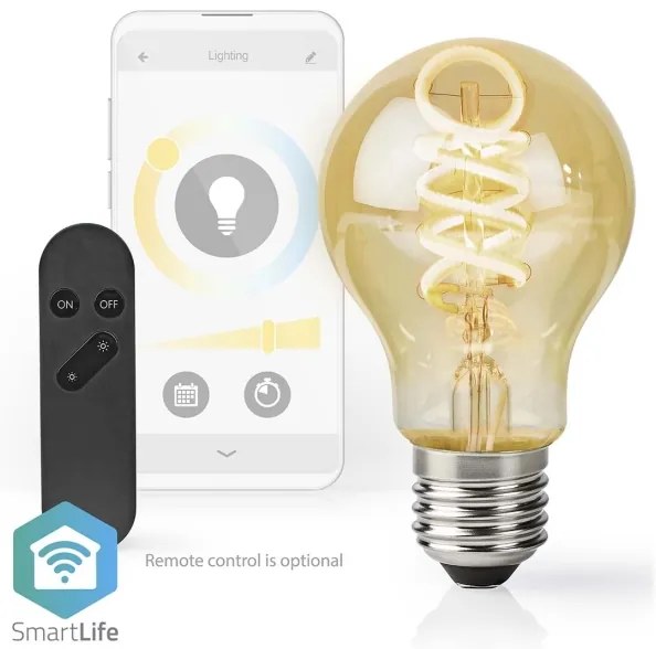 Nedis WIFILRT10A60 - Lampadina LED dimmerabile A60 E27/4,9W/230V Wi-Fi 1800-6500K