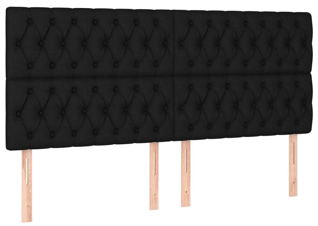 Testiera 4 pz nera 90 x 7 x 78/88 cm in tessuto