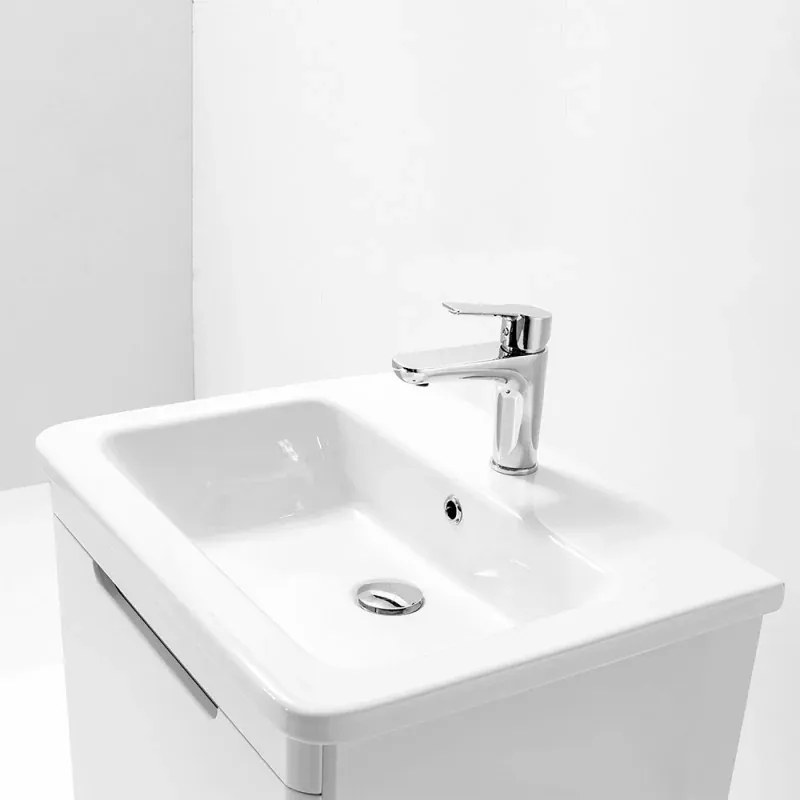Mobile bagno sospeso 80 cm bianco lucido con specchio 70x90 Stillo
