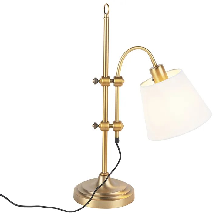 Lampada da tavolo classica bronzo con paralume bianco - Ashley