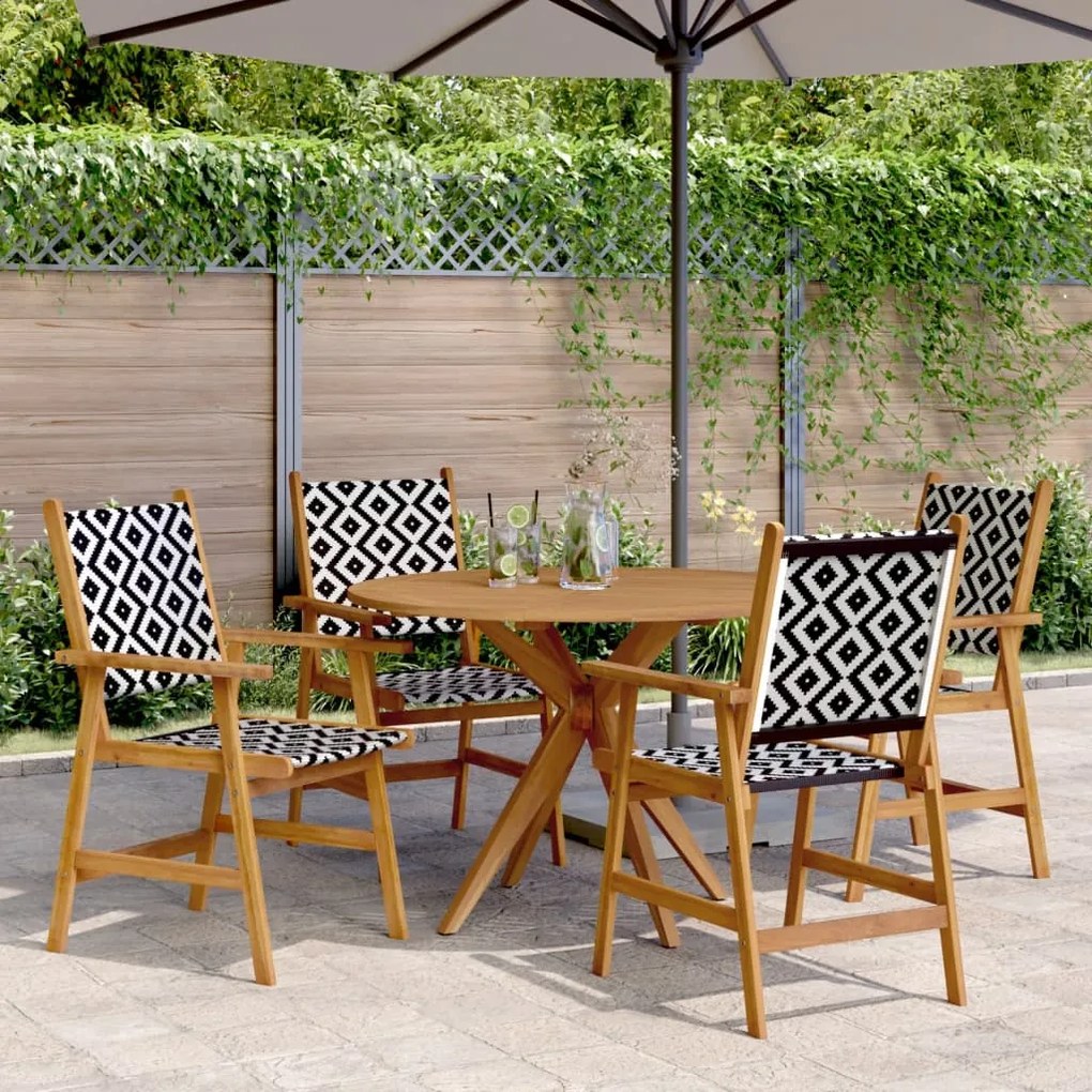 Set Da Pranzo Per Giardino 5 Pz İn Legno Massello Di Acacia /
