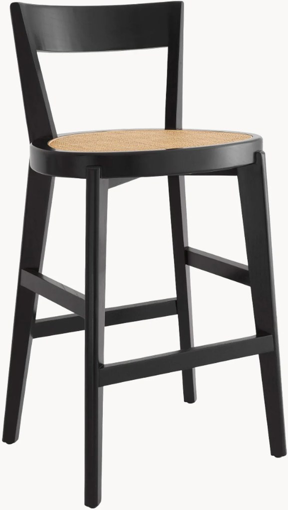 Sedia da bar in legno di Mindi con seduta in rattan Alvear
