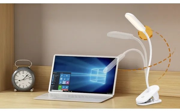 Aigostar - LED Lampada da tavolo ricaricabile dimmerabile con clip LED/2,5W/5V 1200mAh bianco