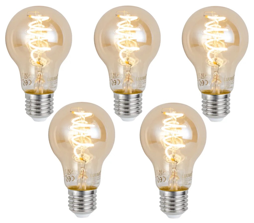 Set di 5 Lampadina LED Smart E27 dimmerabile A60 Ambra 4.9W 320lm 2500K