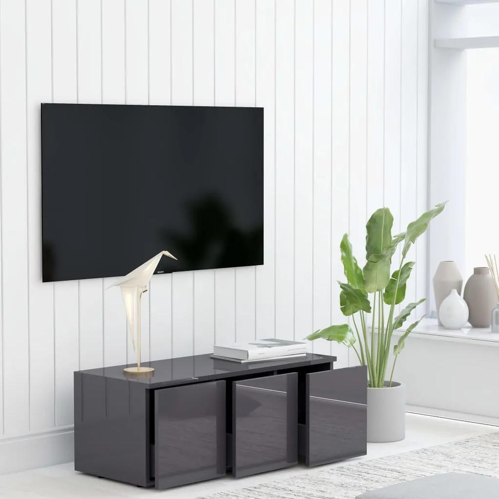 Mobile tv grigio lucido 80x34x30 cm in truciolato