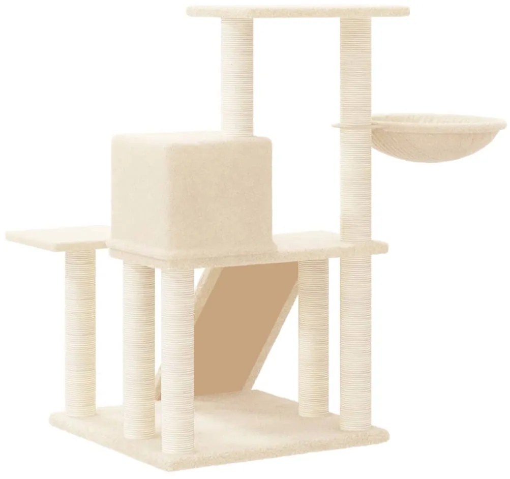 Albero per gatti con tiragraffi in sisal crema 82 cm