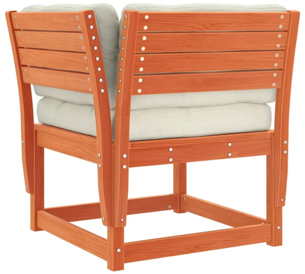 Set salotto giardino 5pz con cuscini marrone cera massello pino