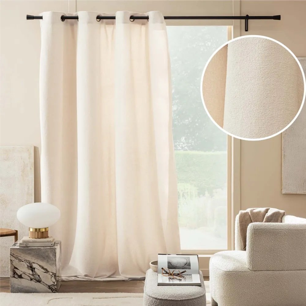 Tenda color crema in bouclé 140x260 cm Winona – douceur d'intérieur