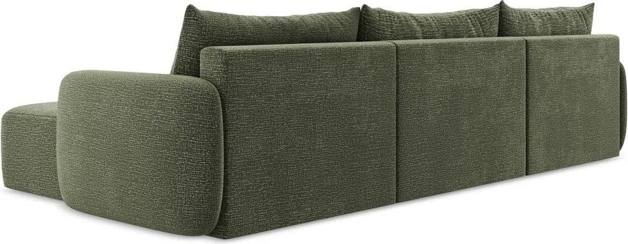 Divano angolare verde allungabile/con contenitore Kalena – Makamii