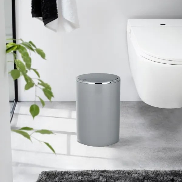 WENKO 22562100 - Cestino INCA 18,5x25,5 cm grigio/cromo lucido