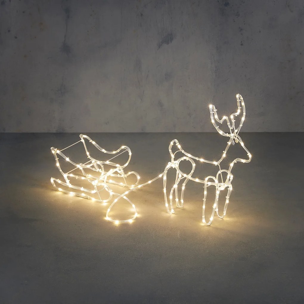 Lampada da terra natalizia renna con slitta 116 cm con LED e timer IP44 - Sori