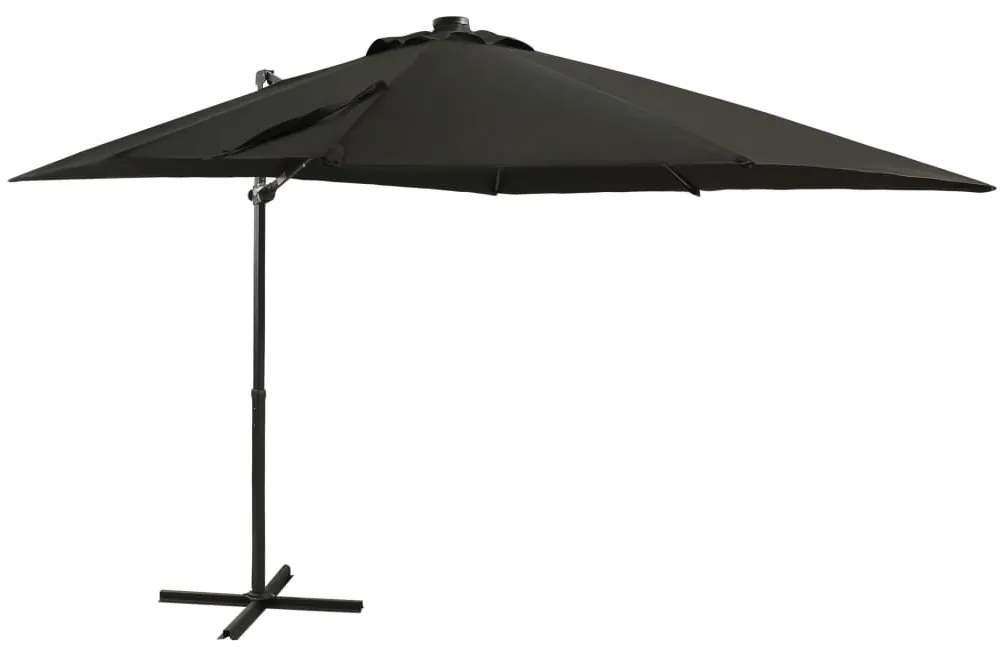 Ombrellone A Sbalzo Con Palo E Luci A Led Nero 250 Cm /