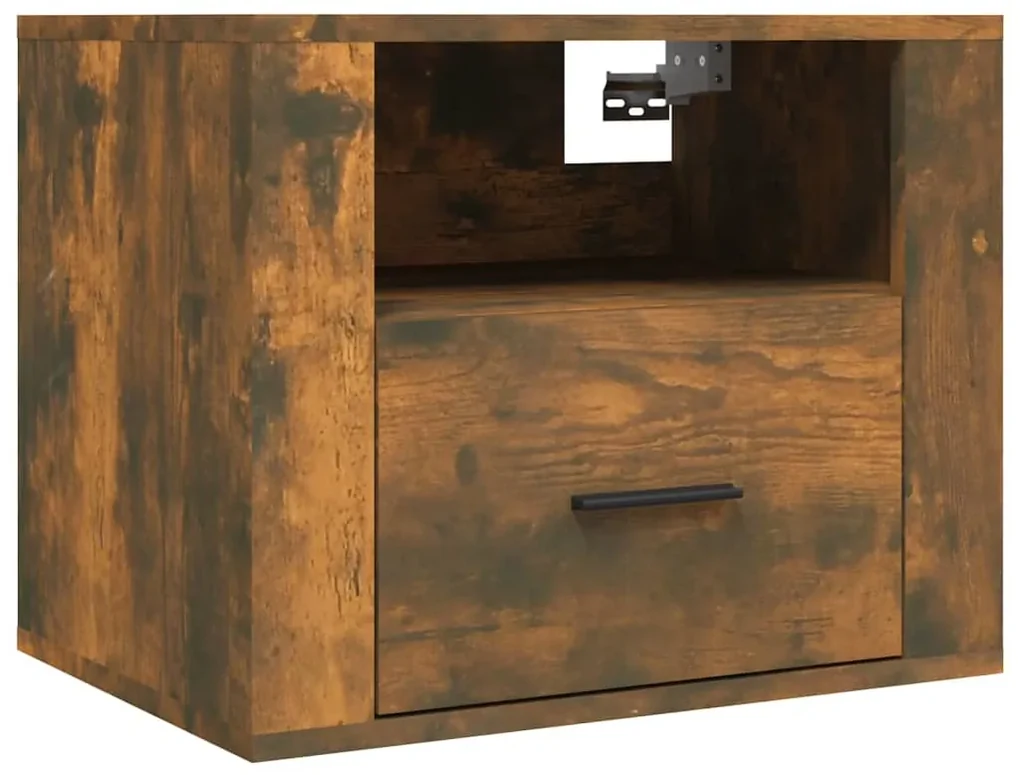 Comodino a muro rovere fumo 50x36x40 cm