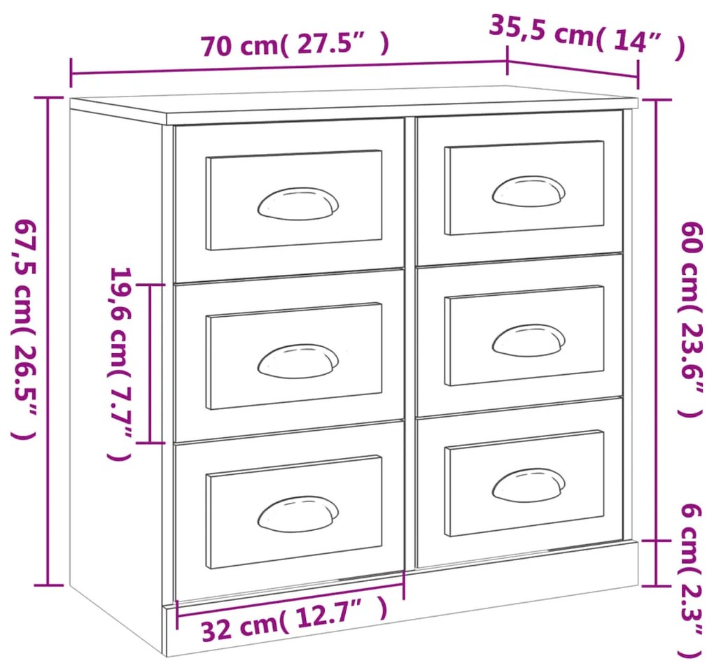 Credenze 2 pz Nere in Legno Multistrato