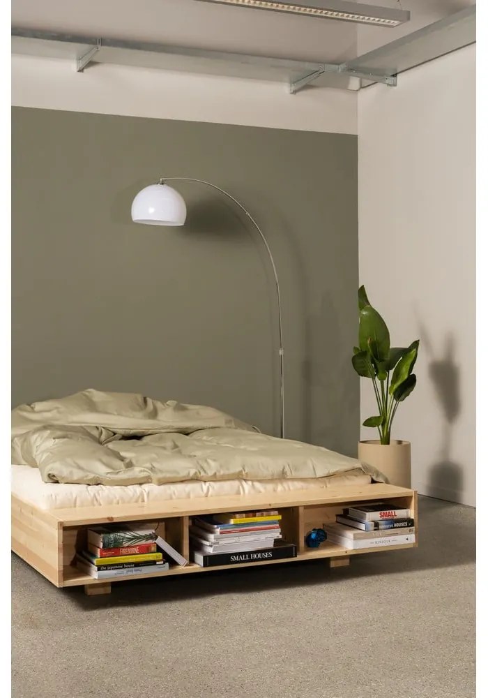 Letto matrimoniale di colore naturale in pino massiccio con rete inclusa 180x200 cm Merge – Karup Design