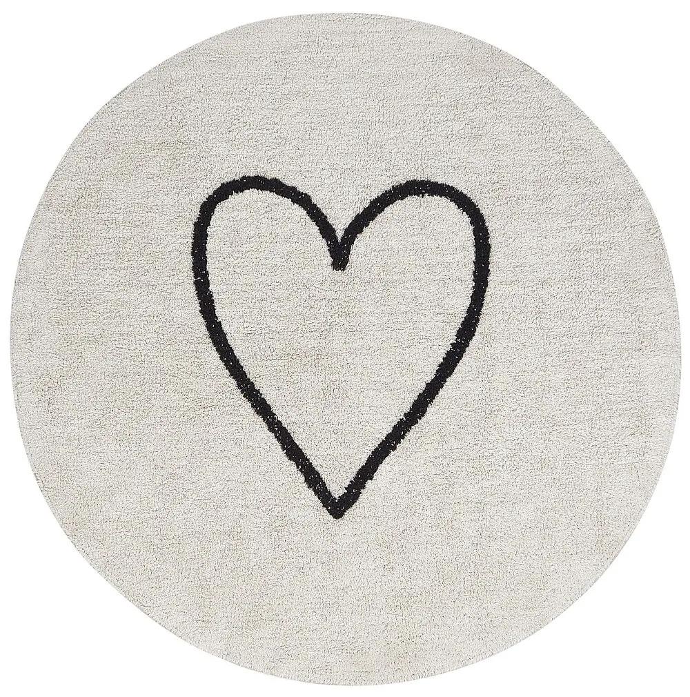 Tappeto per bambini cotone beige e nero ⌀ 140 cm HEART Beliani