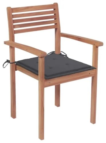 Sedie da Giardino 2 pz con Cuscini Antracite Massello di Teak