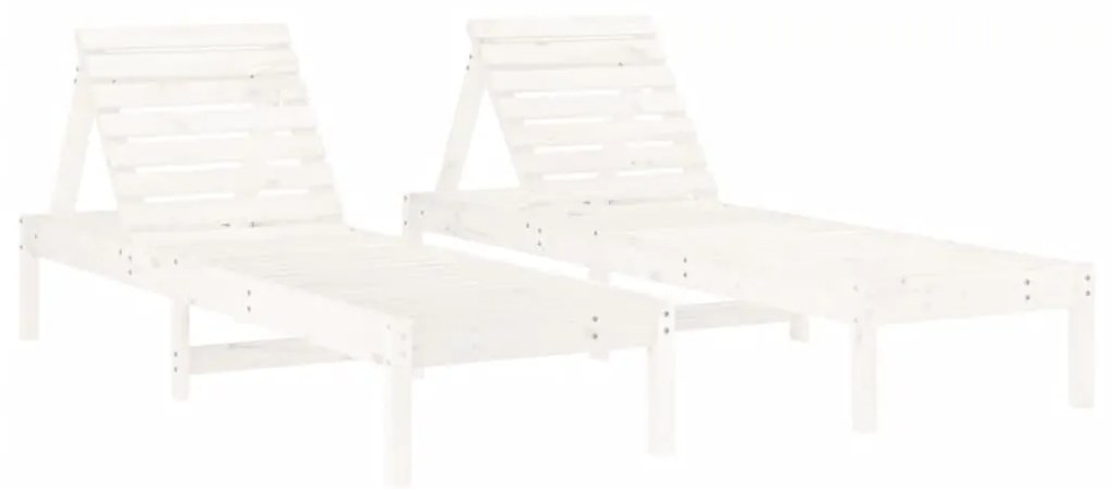 Lettini prendisole 2pz bianchi 199,5x60x74 cm massello di pino