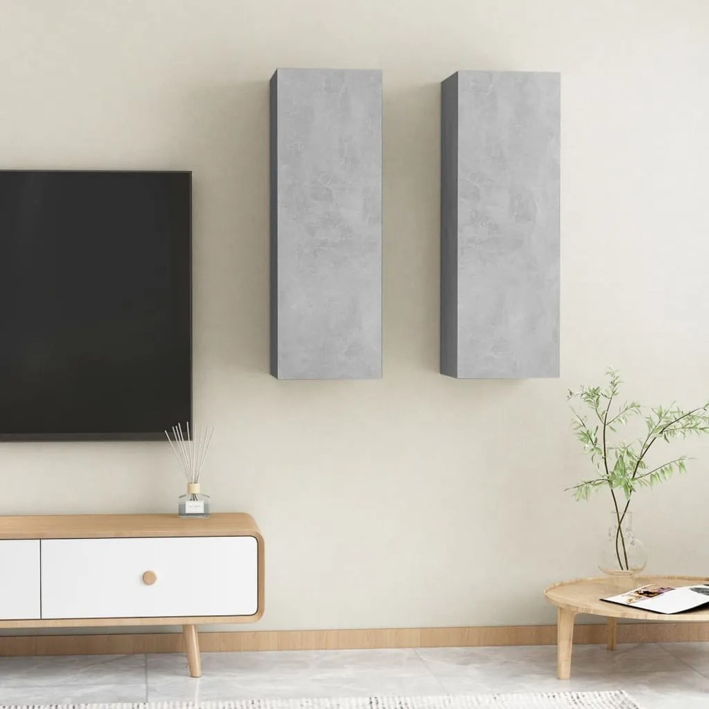 Mobili Tv 2pz Grigio Cemento 30,5x30x90 Cm Legno Multistrato /