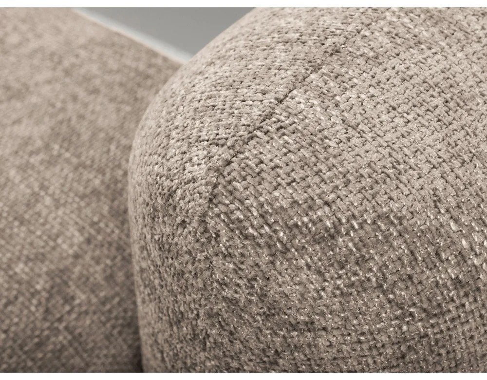 Divano angolare marrone chiaro allungabile/con contenitore (con penisola a sinistra/con chaise lounge) con rivestimento in ciniglia Mele – Makamii