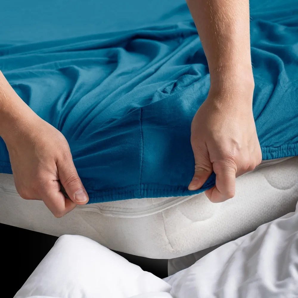 Lenzuolo con angoli color petrolio in jersey 180x200 cm Amber – Restilo