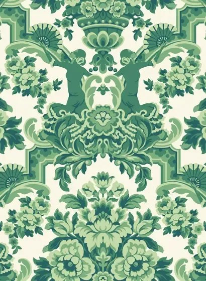 Cole & Son Carta da parati Lola - Forest Greens on White