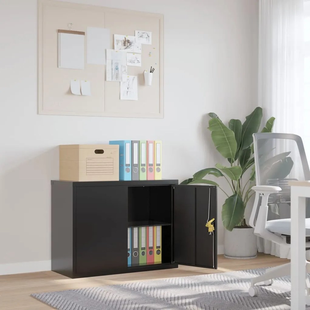 Armadio Classificatore Nero 90x40x70 Cm İn Acciaio /