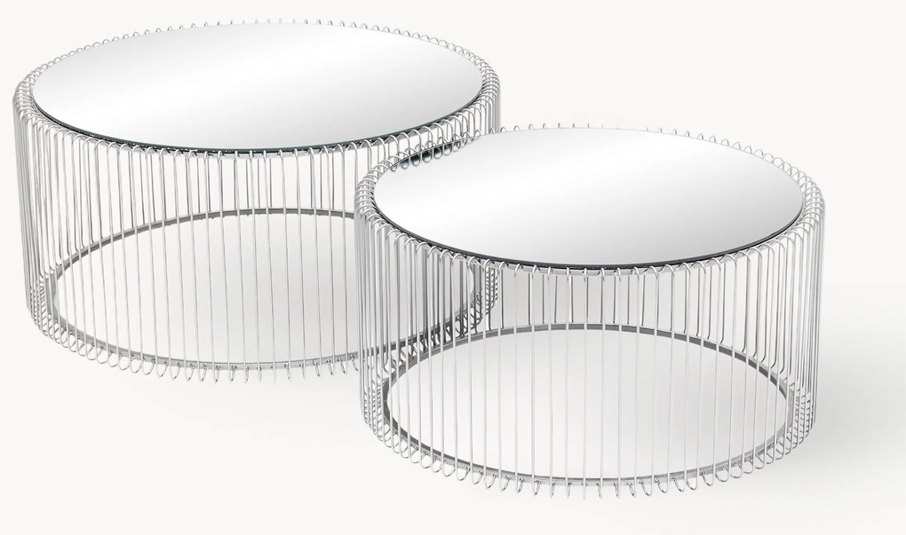 Set di 2 tavolini da salotto con piano in vetro Wire