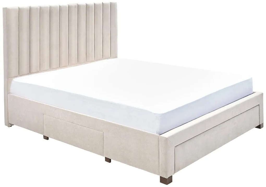 Letto con 3 cassetti 140 x 200 cm Tessuto Beige - LIAKO